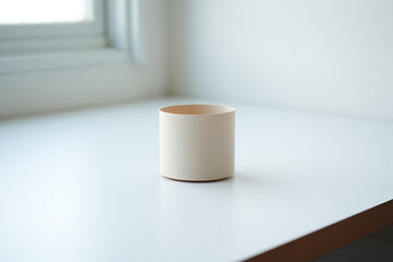 Minimalist Beige Cylinder Pot Mockup