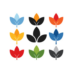 set of colorful leaf