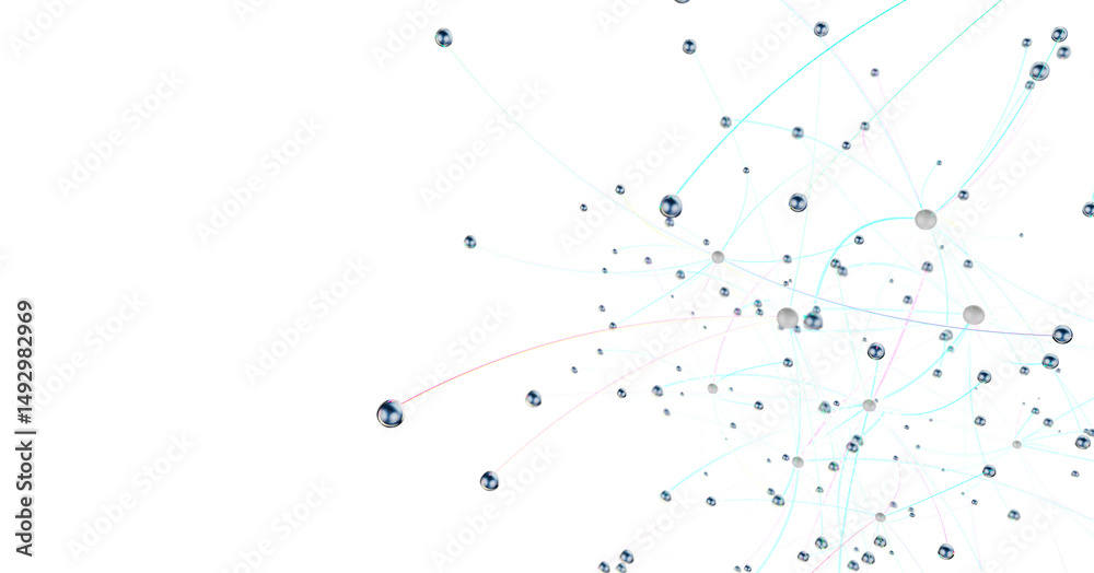 Poster Abstract connected dots and lines. Concept of AI technology, Motion of digital data flow.