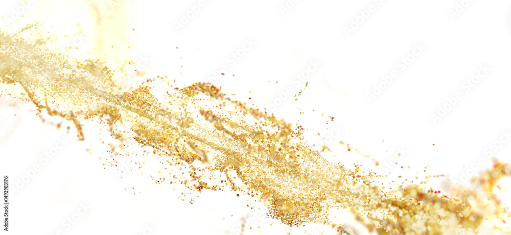 Aufkleber abstract image of golden particles exploding on white background. ideal for luxury or celebratory de