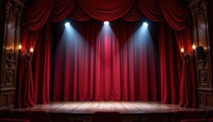 Theatrical performance stage theater venue image showcase dramatic atmosphere front view stage presentation