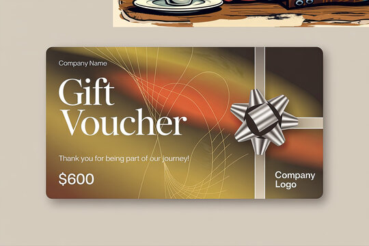 Gift voucher with modern design and decorative bow