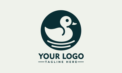 Obraz premium Minimalist Line Art Logo of a Duck in a Circle with Water Lines. Animal Logo Concept