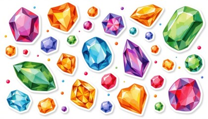 Vibrant gemstone collection artistic display digital artwork colorful environment aesthetic viewpoint decorative concept