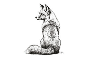 Woodland Fox Looking Back, Old Engraving Hand-drawn Sketch, Vintage Wildlife Art, Nature Wall Decor, Antique Animal Illustration, Engraved Fox Art, Rustic Animal Poster