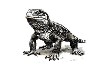 Gila Monster Side View, Hand-drawn Lizard Illustration, Antique Engraving Style, Black Sketch Reptile Art, Vintage Rustic Wildlife Wall Decor, desert lizard illustration,