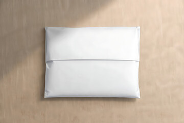 White Mailing Envelope Mockup Beige Background