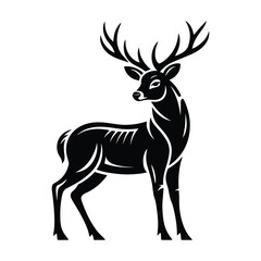 Simple black deer silhouette vector art

