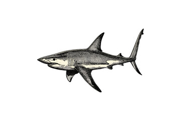 Hammerhead Shark Line Art, Vintage Etching Sea Creature, Monochrome Marine Print, Hand-drawn Ocean Animal Sketch, Classic Marine Decor, Retro Wall Art Illustration