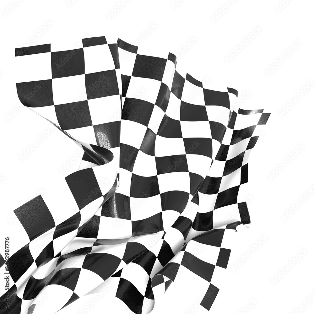 Aufkleber the checkered flag waves in the wind signaling the end of a race