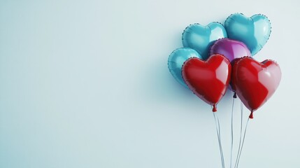 Heart-shaped balloons on a light background