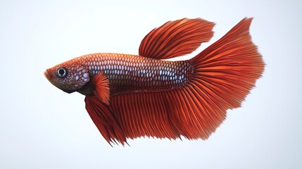 Fototapeta premium Stunning Red Betta Fish with Speckled Body, Isolated on White Background