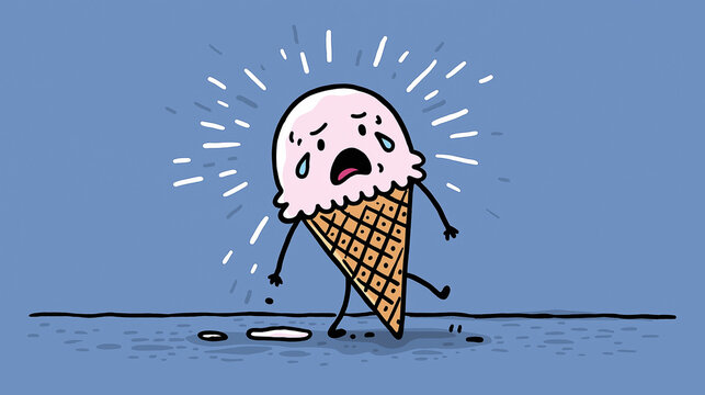 Crying Child with Fallen Ice Cream Cone in Tragicomic Moment