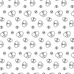 Seamless butterfly pattern. A repetitive cute background with hand-drawn butterflies. Vector graphic line illustration. Black and white Design for package, cosmetic, textile, cards.
