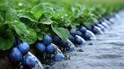 Blueberries Irrigation System Farm.