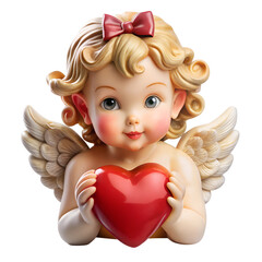 Fototapeta premium Adorable Cherub with Heart Illustration