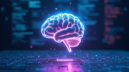 Artificial intelligence, creative coding concept, neural networks visualized, digital brain design