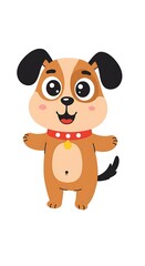 Obraz premium Cheerful cartoon puppy in colorful attire