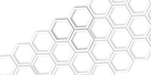  geometric pattern featuring gray and white out line hexagons with 3d  effect , and clean white background. modern and minimalist design