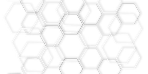Naklejka premium geometric pattern featuring gray and white out line hexagons with 3d effect , and clean white background. modern and minimalist design