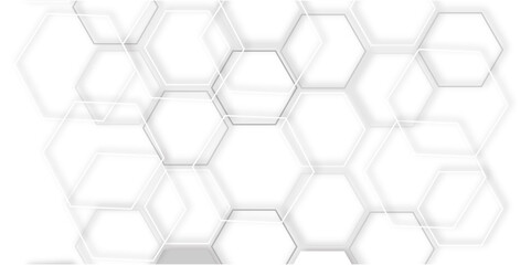 Abstract clean white background featuring a pattern of grey out line hexagons arranged like a honeycomb, Polygonal Honeycomb Elements, Luxury Pattern and Technology-Inspired Design