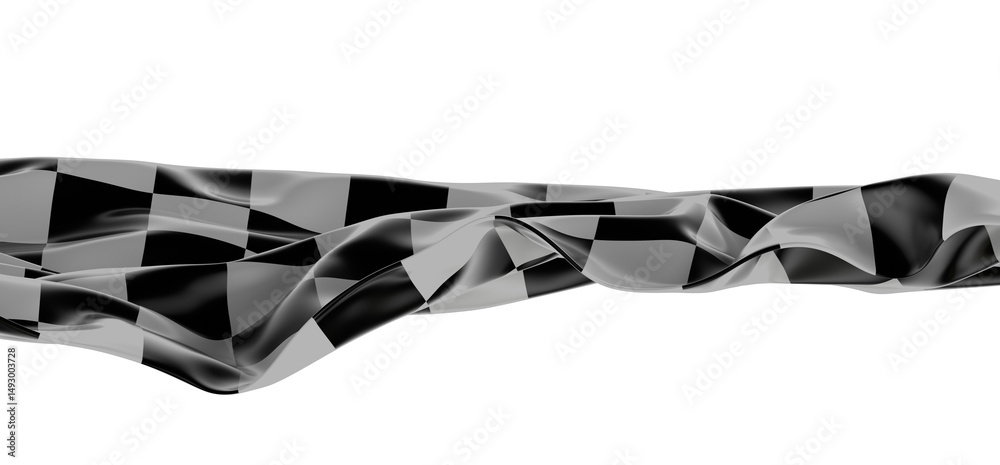Poster Wavy racing checkered flag with diagonal folds. Realistic 3d render