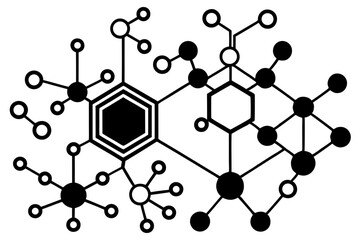 Abstract molecule network structure on white for science, technology, and social communication