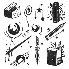 Hand-Drawn Doodle Elements: Unleash your creativity with this collection of hand-drawn doodles. Perfect for adding a touch of personality to your designs, journaling, or scrapbooking.