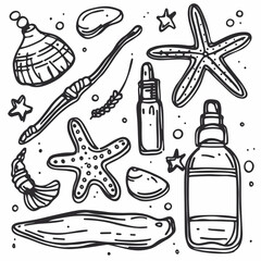 Ocean Elements Doodle Set 