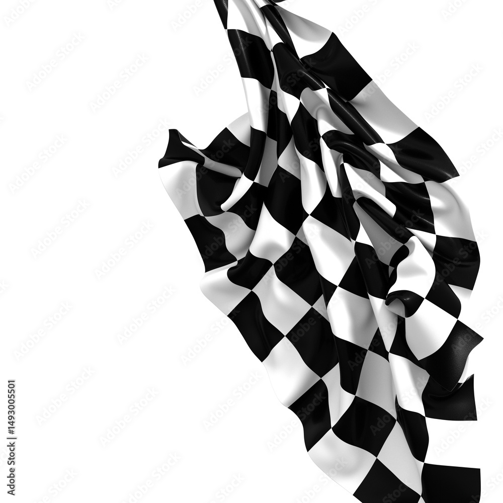 Poster the checkered flag waves in the wind a symbol of victory and the finish line