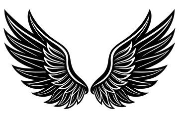 Black wing vector illustrations: a powerful symbol of freedom, perfect for tribal tattoo designs or elegant logos