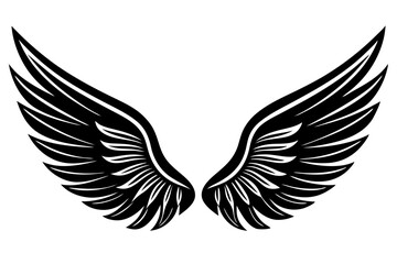 Black wings vector illustration with tribal eagle and feather design