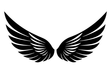 Obraz premium Black bird wings vector illustration with tribal eagle and angel feather design