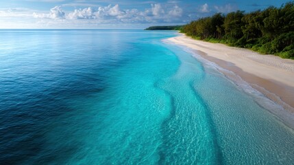 Obraz premium Serene Tropical Island Coastline with Clear Turquoise Waters