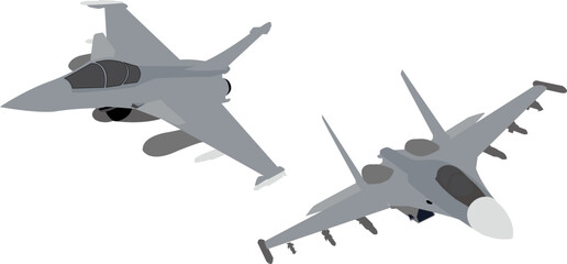 Vector illustration of fighter plane, fighter jet, bomber, supersonic aircraft, military aircraft