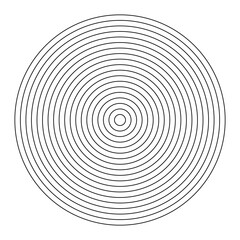 Polar grid pattern of 18 concentric circles. Wheel of life outline template. Coaching blank. Habits tracker. Diagram divided on eighteen equal segments. Blank polar graph paper. Black thin graphic.