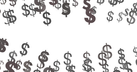 Dollar Signs Raining over Transparent Background