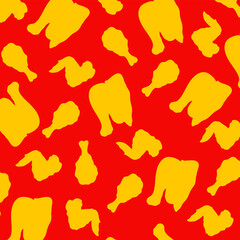 doodle fried chicken pattern background. fried chicken pattern background. food theme pattern