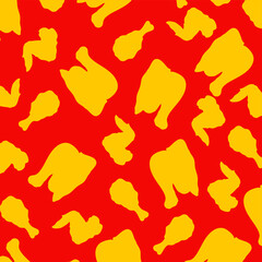 Fried chicken seamless pattern. fast food background. Perfect for design menu cafe, bistro, restaurant, label and packaging
