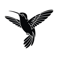 Obraz premium Simple black hummingbird silhouette vector art