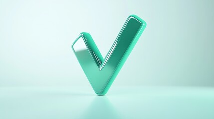 Green Check Mark Icon on white background, 3D style, glossy finish, digital UI concept