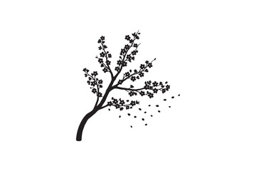 Flowering Tree Branch Silhouette - Cherry Blossom Silhouette Graphic