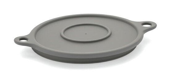 Gray silicone lid with handles for food storage