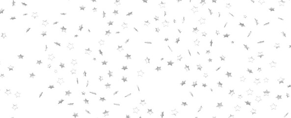 Seamless pattern with small silver stars on white background.