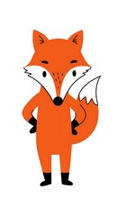 Obraz premium Confident cartoon fox with tail curl