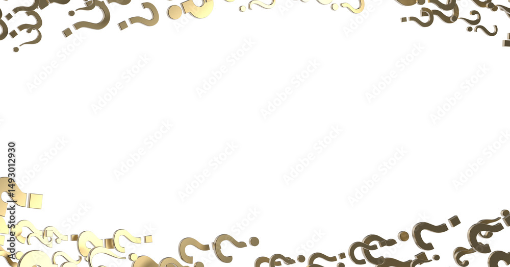 Poster question marks background. 3D Rendering.