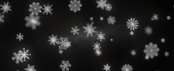 Enchanting Snowfall: Spectacular 3D Illustration Showcasing Falling Holiday Snowflakes