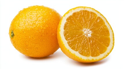 Closeup of half orange vibrant citrus fruit detail juicy
