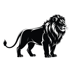 Simple black lion silhouette vector art


