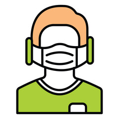 Male Character Wearing Protective Face Mask Icon